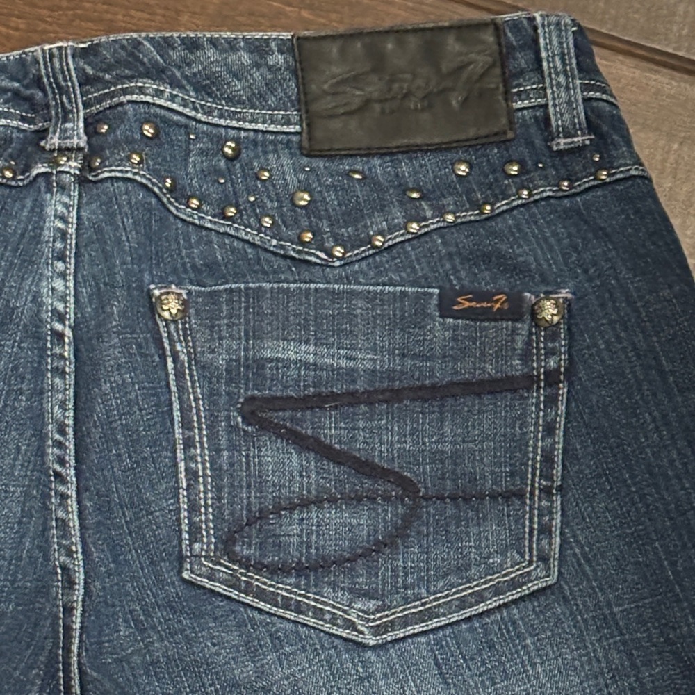 🫶🏼embellished Seven7 Women's Straight Leg Jeans - Dark Blue size 14 - Picture 10 of 11